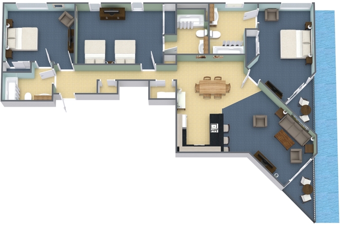 Caribbean Resort - 3 Bedroom Oceanfront Angle Condo